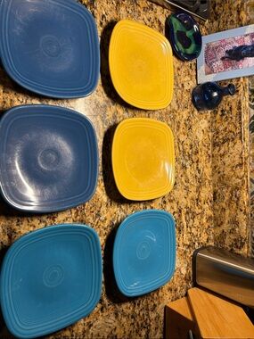 6 Fiestaware 7.5” Square Sandwich Plates